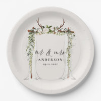 Canopy rustic botanical wedding mr and mrs script