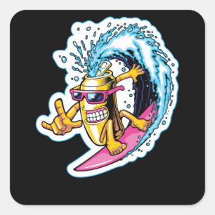 Cans Surfing Square Sticker