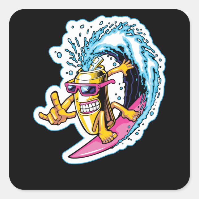 Cans Surfing Square Sticker (Front)