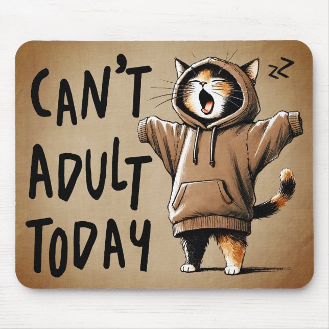 Can't Adult Today Funny Cat Mouse Pad (Front)