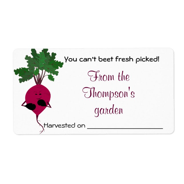 Can't Beet Fresh Vegetables Avery Label (Front)