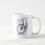 Can't buy happiness, blue bike coffee mug<br><div class="desc">Unique water colored drawing of a blue bike with hand drawn slogan " You can't buy happiness but you can by a bike and that is pretty close".</div>