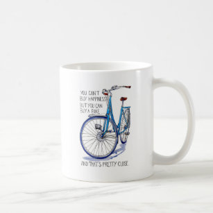 Can't buy happiness, blue bike coffee mug