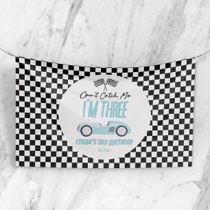Can't Catch Me Blue Race Car 3rd Birthday Party Banner