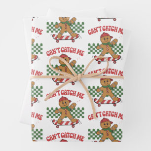 Can't Catch Me Christmas Gingerbread Xmas  Wrapping Paper Sheet
