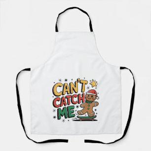 Can't Catch Me Gingerbread Skating Christmas Apron