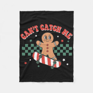Can't Catch Me Groovy Christmas Gingerbread Man Bo Fleece Blanket