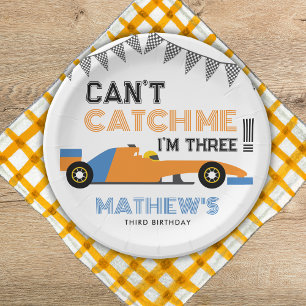 Can't Catch Me I'm Three Race Car 3rd Birthday  Paper Plate
