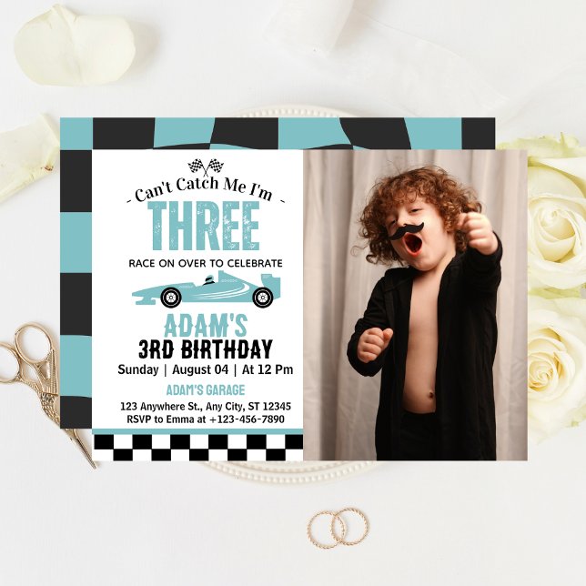 Can't Catch Me Race Car Boy 3rd Birthday Party Invitation (Creator Uploaded)