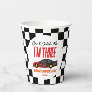 Can't Catch Me Red Race Car 3rd Birthday Party Paper Cups
