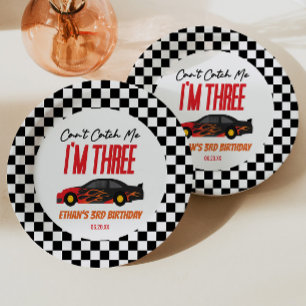 Can't Catch Me Red Race Car 3rd Birthday Party Paper Plate
