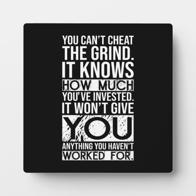 Can't Cheat The Grind - Gym, Hustle, Success Plaque (Front)