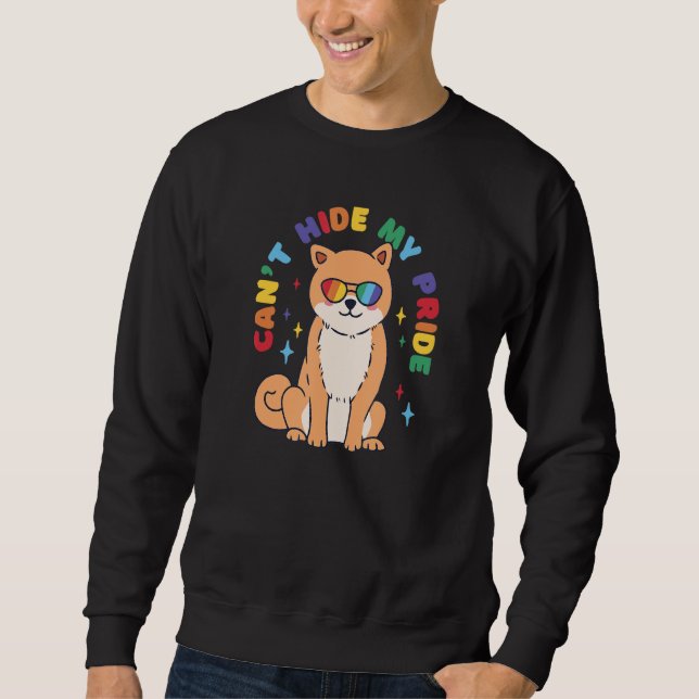 Cant Hide My Pride Dog LGBTQ Colourful Design Sweatshirt (Front)