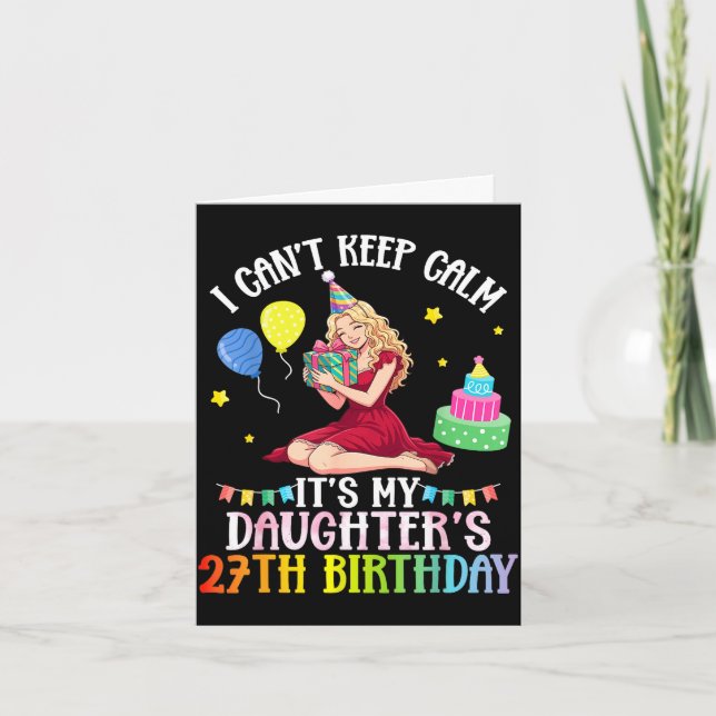 Cant keep calm daughter 27th birthday pink card (Front)