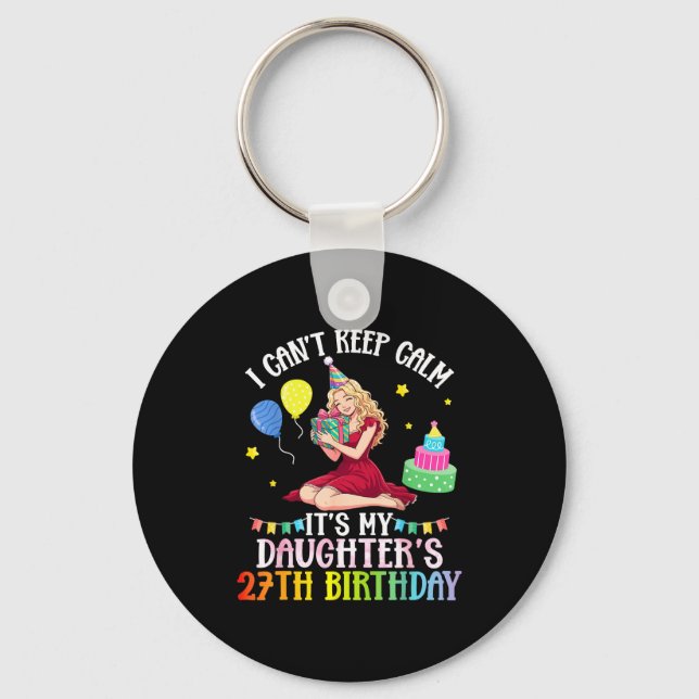 Cant keep calm daughter 27th birthday pink key ring (Front)