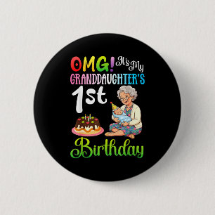 Cant keep calm granddaughters 7th birthday grandma 6 cm round badge