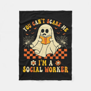 Can't Scare Me Im A School Social Worker Halloween Fleece Blanket