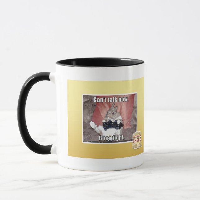 Can't talk now, boss fight. mug (Left)