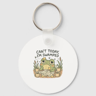 Can't Today I'm Swamped Funny Meme Frog Overworked Key Ring