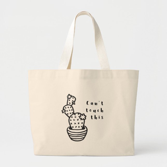 Cant Touch Cactus Large Tote Bag (Front)