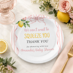 Can't Wait To Squeeze Floral Lemon Baby Shower Paper Plate