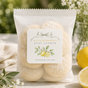 Can't Wait to Squeeze You Lemon Baby Shower Favour Square Sticker
