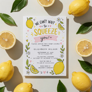 Cant Wait To Squeeze You Lemon Girl Baby Shower Invitation