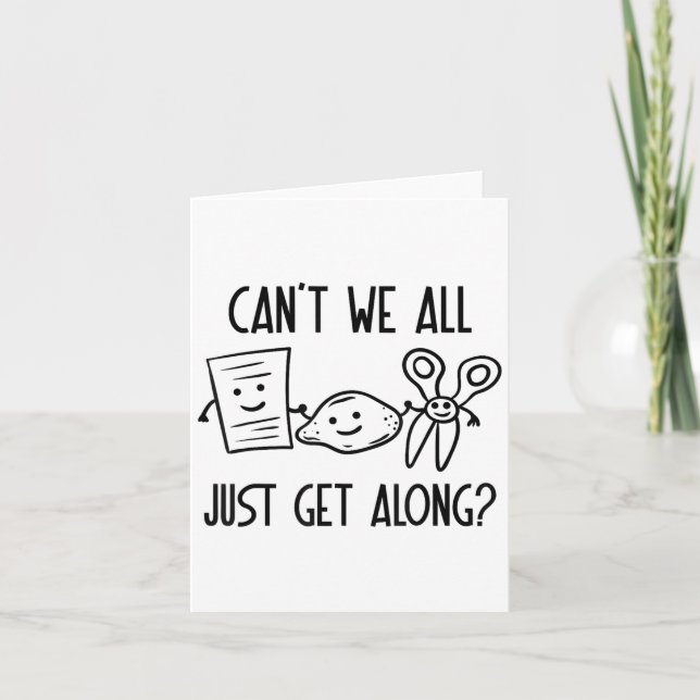 Can't We All Just Get Along Rock Paper Scissors Ga Card (Front)