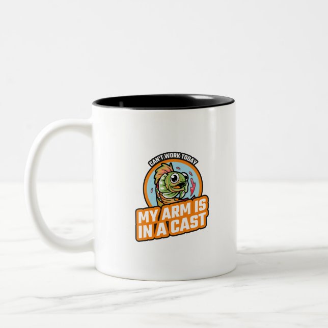 Cant Work Today My Arm Is In A Cast Two-Tone Coffee Mug (Left)