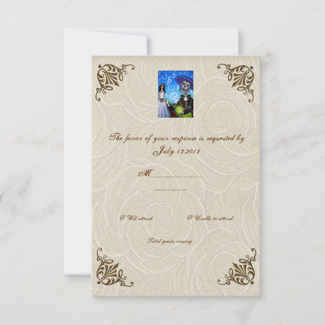 Cantada Day of the Dead Wedding RSVP Card (Front)