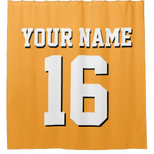 Cantaloupe Orange White Sports Jersey Team Jersey Shower Curtain