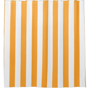 Cantaloupe Orange White Vertical Stripe NL #1 Shower Curtain
