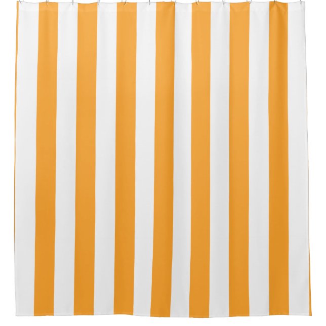 Cantaloupe Orange White Vertical Stripe NL #1 Shower Curtain (Front)