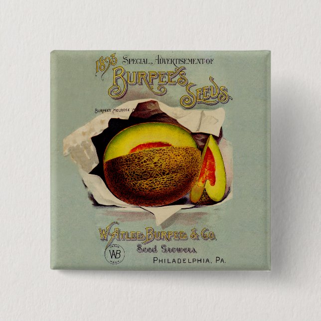 Cantaloupe Seed Advertising Art Antique 15 Cm Square Badge (Front)