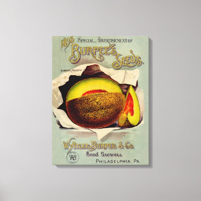 Cantaloupe Seed Advertising Art Antique Canvas Print (Front)