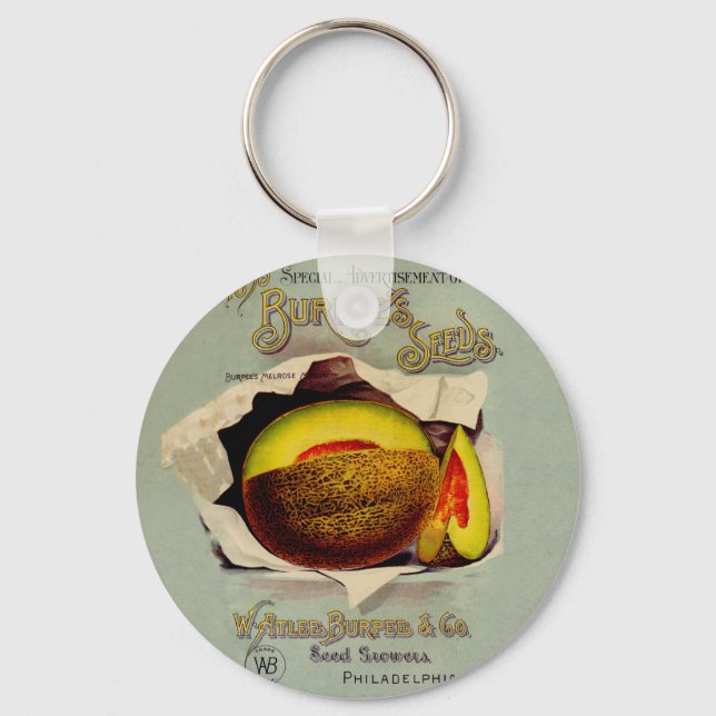 Cantaloupe Seed Advertising Art Antique Key Ring (Front)
