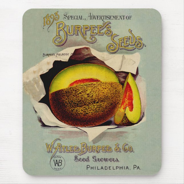 Cantaloupe Seed Advertising Art Antique Mouse Pad (Front)