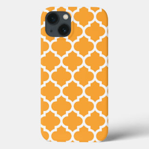 Cantaloupe White Moroccan Quatrefoil Pattern #5 iPhone 13 Case