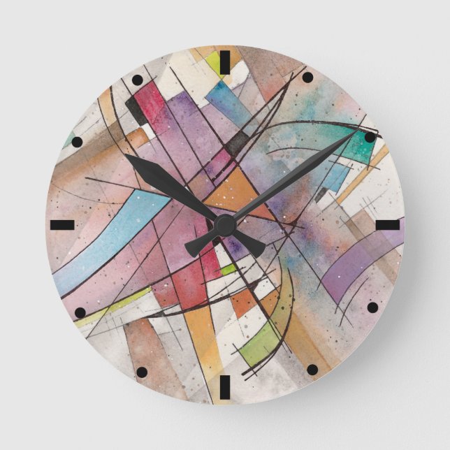 CANTATA in PASTEL MAJOR Abstract Art Round Clock (Front)