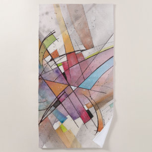 CANTATA in PASTEL MAJOR Abstract Art Watercolor Beach Towel