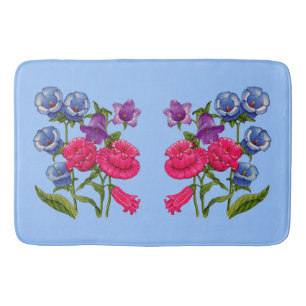 Canterbury bell flowers print bath mat