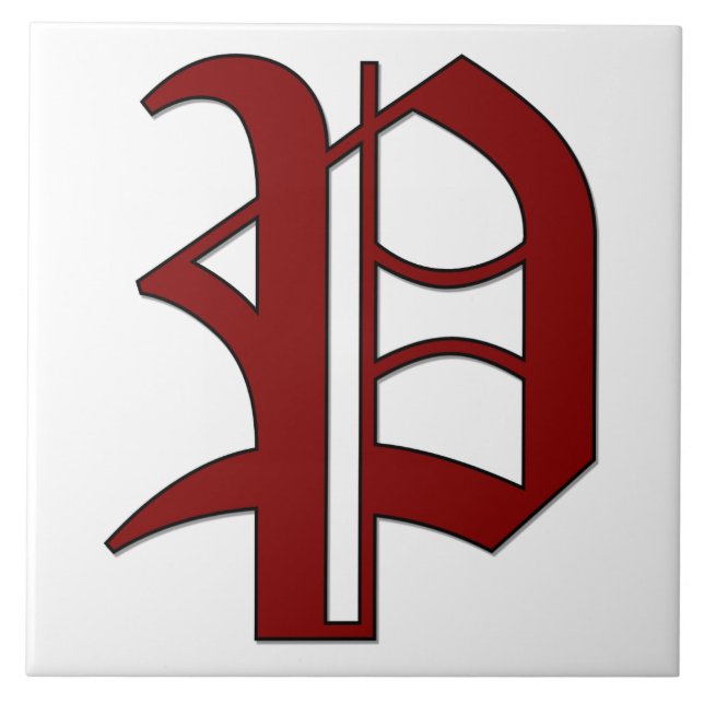 Canterbury Letter P in Red Monogram Tile (Front)