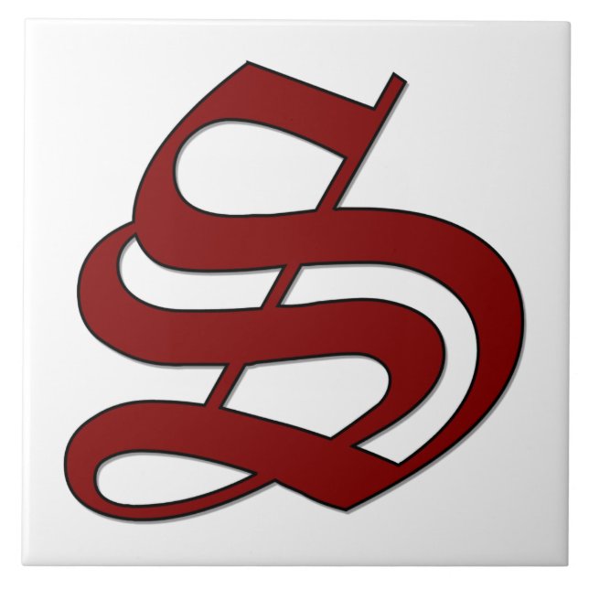 Canterbury Letter S in Red Monogram Tile (Front)