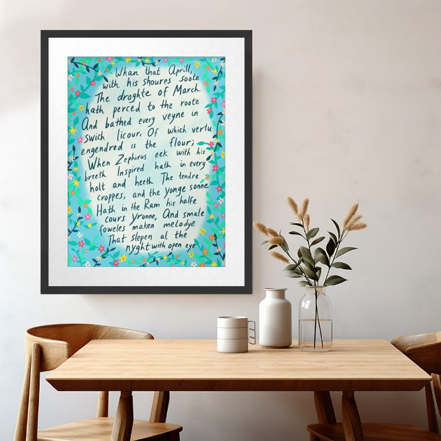 Canterbury Tales Springtime Middle English Quote Poster (Canterbury Tales Springtime Middle English Quote Poster Librarian Professor Aesthetic Cottagecore)