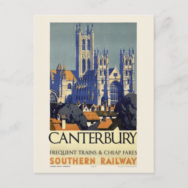 Canterbury UK Vintage Poster 1937 Postcard (Front)