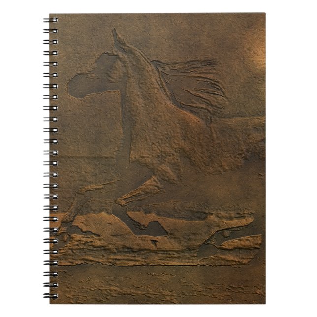 Cantering Wild Spirited Horse Faux Leather-effect Spiral Notebook (Front)
