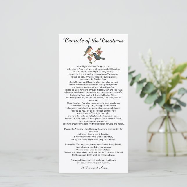 Canticle of the Creatures by St. Francis Flat Card (Standing Front)
