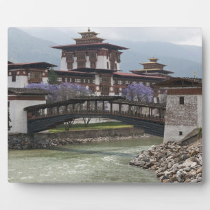 Cantilevered bridge near Punakha Dzong palace Plaque