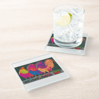 Cantina Roosters Glass Coaster