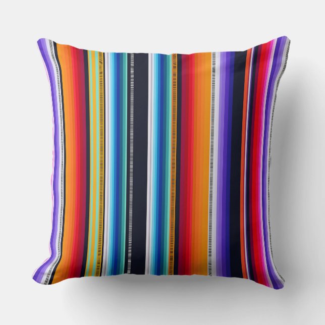 Cantina serape stripes multicolor pattern cushion (Front)